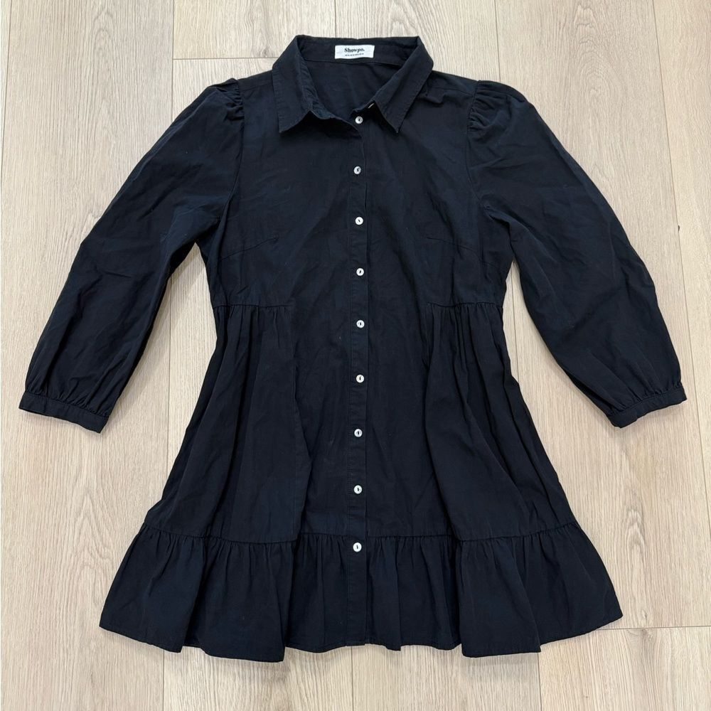 Showpo black long sleeve dress women's mini dress size 8